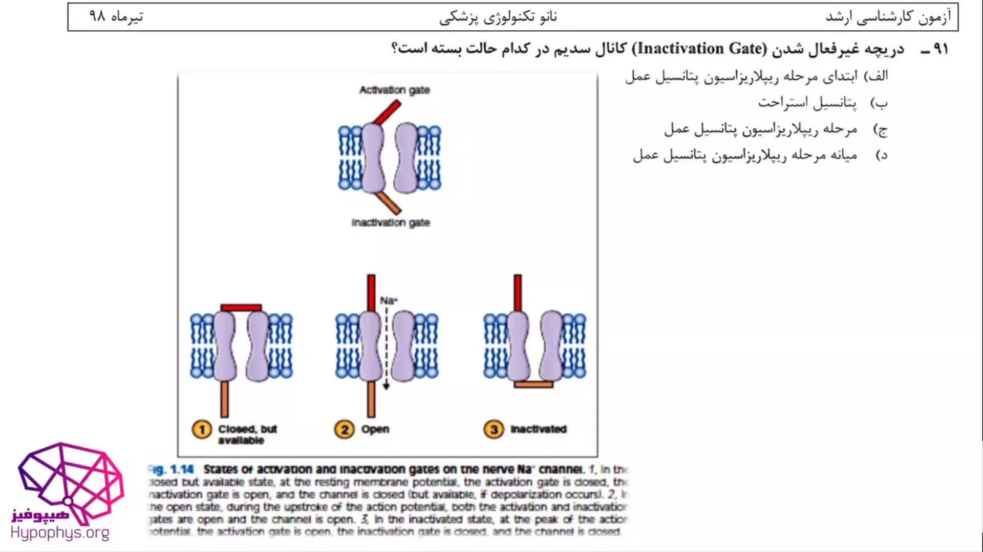 حل تشریحی سوالات کارشناسی ارشد نانوتکنولوژی درس فیزیولوژی سال 98