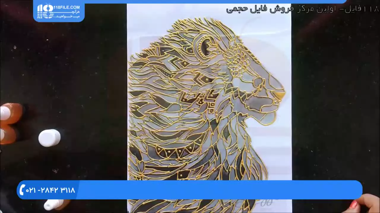 ویترای - آموزش کشیدن نقاشی شیر روی شیشه