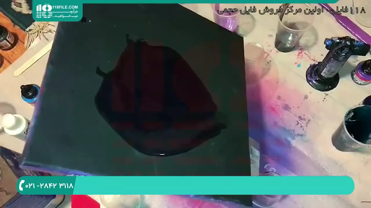 نقاشی با رزین اپوکسی|نقاشی با رزین|نقاشی آبستره(نقاشی آبستره گل تکنیک پیورینگ)