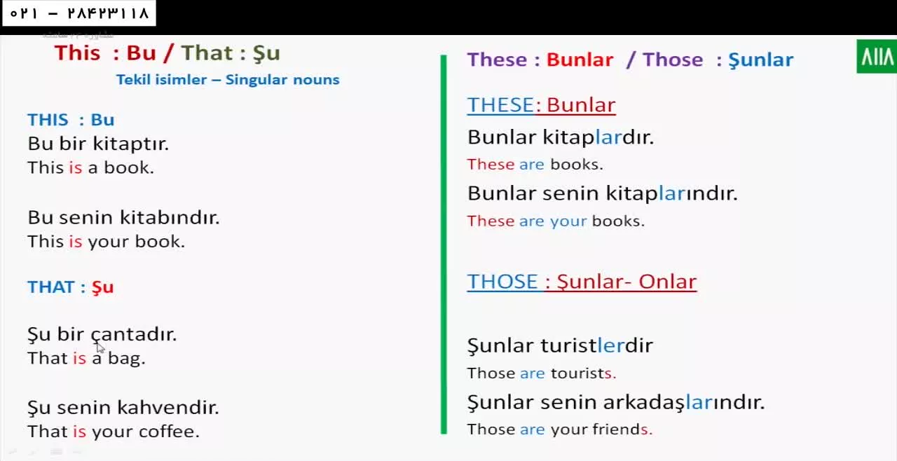 گرامر زبان ترکی( آموزش کامل رنگ ها )