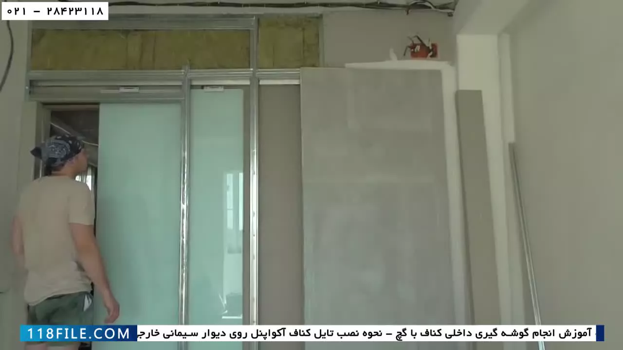 نصب کناف پشت تلویزیون