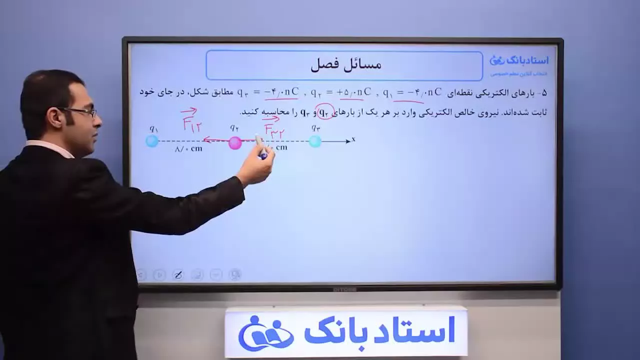 حل تمرین فیزیک یازدهم (قانون کولن) فصل 1 - بخش سوم - محمد پوررضا - همیار فیزیک