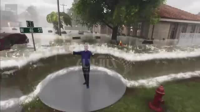   اقدام هیجان‌انگیز شبکه تلویزیون آمریکا؛ وارد کردن طوفان میتون به داخل استودیو!