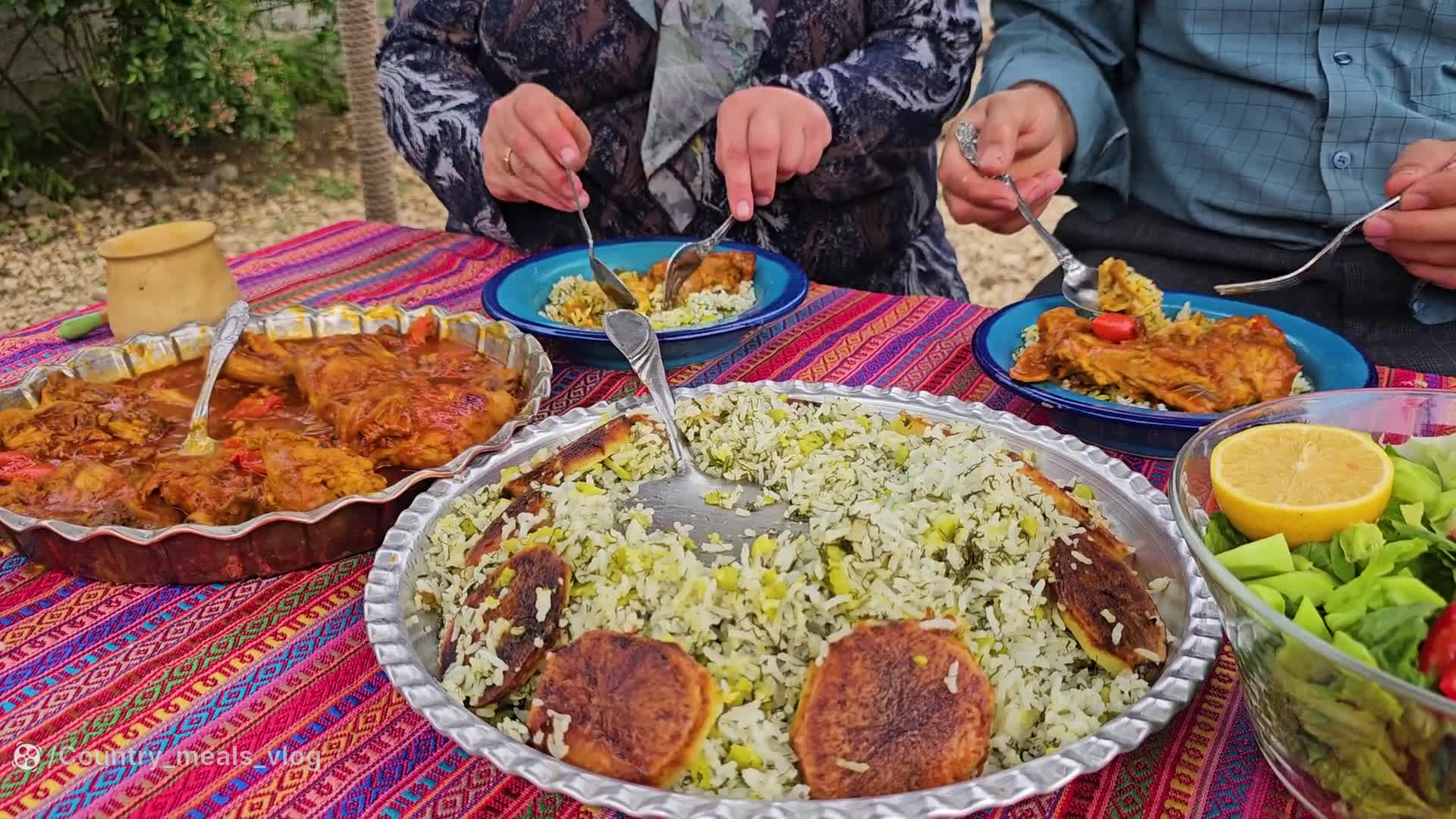 باقلا پلو به سبک محلی - زندگی روستایی - آشپزی در طبیعت