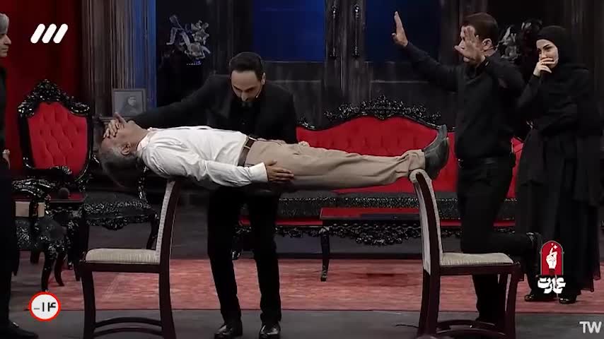   شوک به  لیلا اوتادی و پژمان بازغی؛ معلق شدن یک فرد در هوا وسط برنامه تلویزیونی