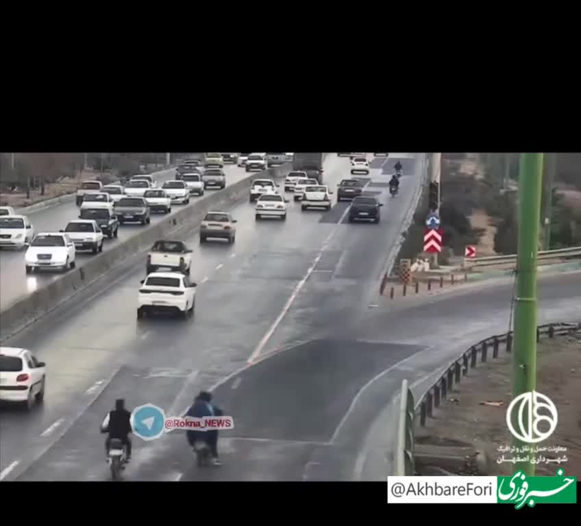   تصادف عجیب موتورسیکلت در بزرگراه اردستانی اصفهان