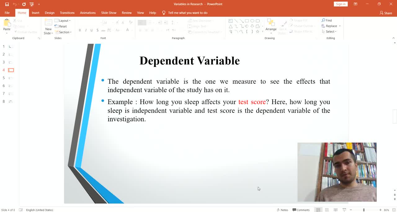 بخش آموزشی، انواع متغیر های اصول و روش تحقیق