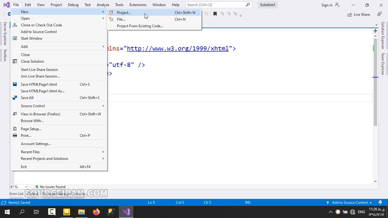 آموزش کدنویسی HTML و CSS در ویژوال استودیو