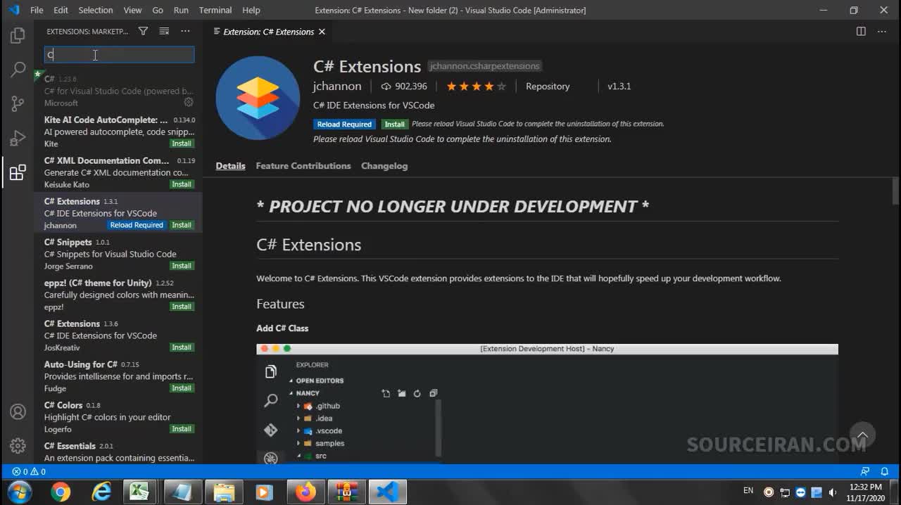 آموزش کد نویسی سی شارپ در ویژوال استودیو کد VS Code