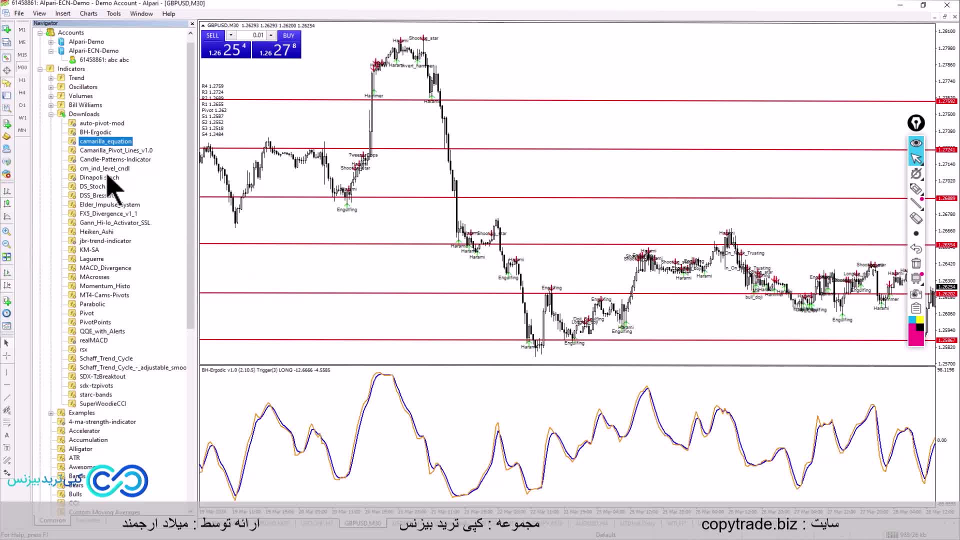 ‫استراتژی کندل استیک اسکالپ فارکس [پیوت+کندل استیک+BH Ergodic] ST035