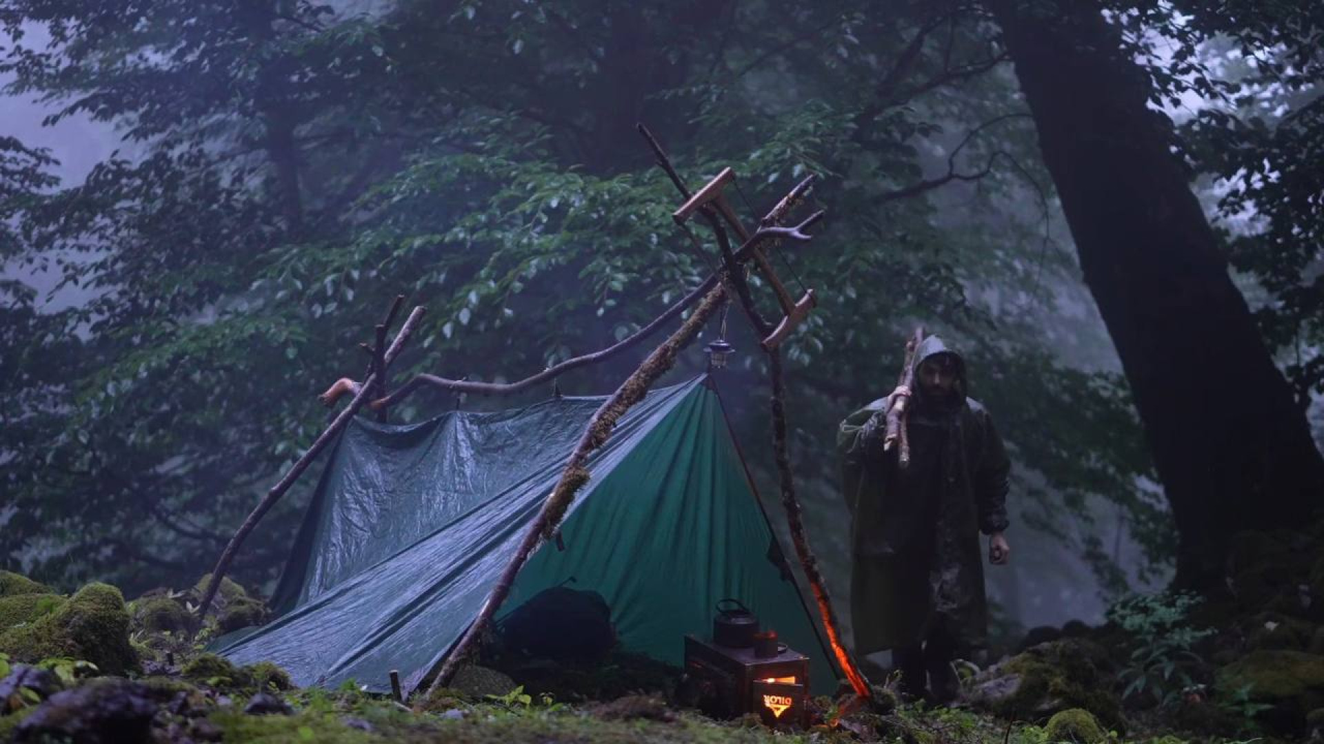 کمپ در جنگل با رعدو برق ، تجربه ای متفاوت و جذاب زیر باران شدید