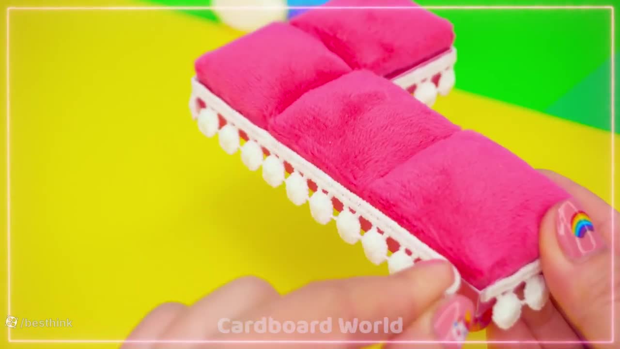 خانه مینیاتوری بساز | خانه با پارکینگ صورتی | کاردستی مینیاتوری کودک