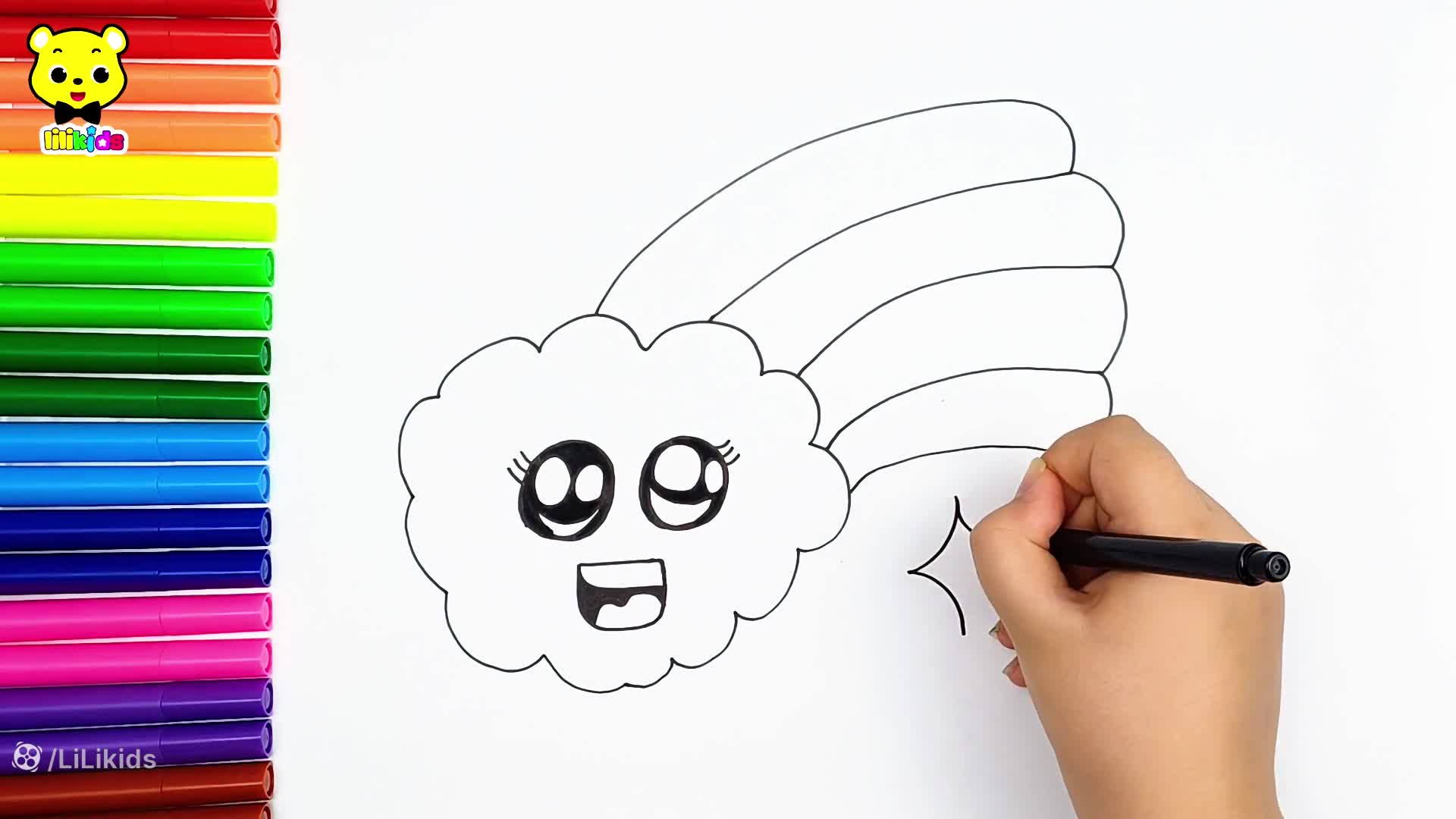 نقاشی کودکان ابر و رنگین کمان دخترانه و پسرانه