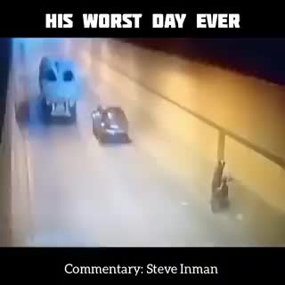 تصادف موتور سوار بدشانس در تونل با تایر کامیون