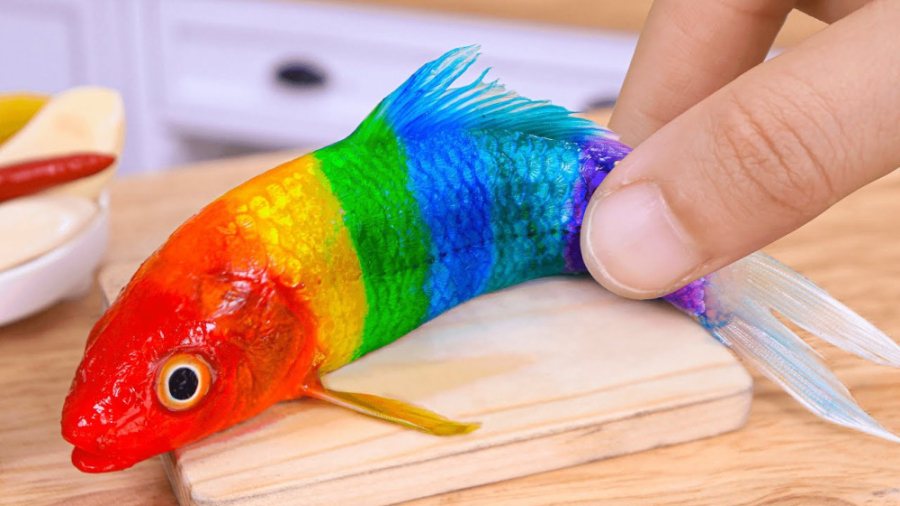 مینی غذای بامزه | ماهی کبابی رنگارنگ مینیاتوری | آشپزی مینیاتوری