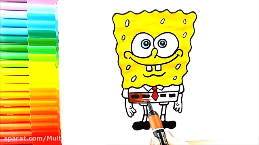 آموزش نقاشی جالب و بامزه شخصیت کارتونی | نقاشی از باب اسفنجی