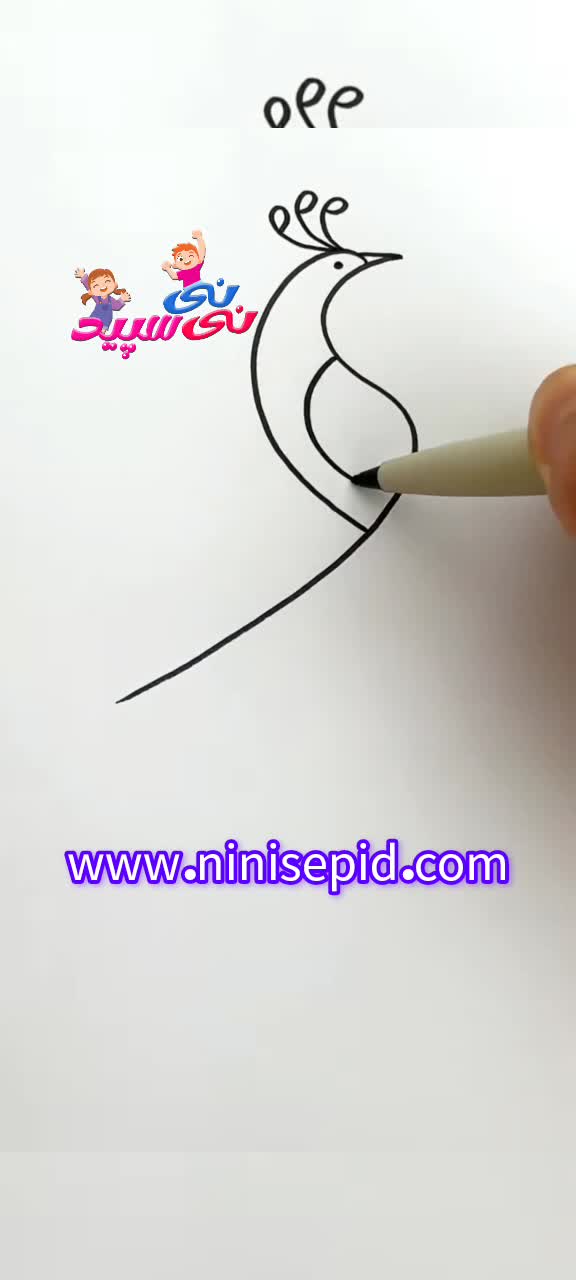 نقاشی طاووس با مداد رنگی