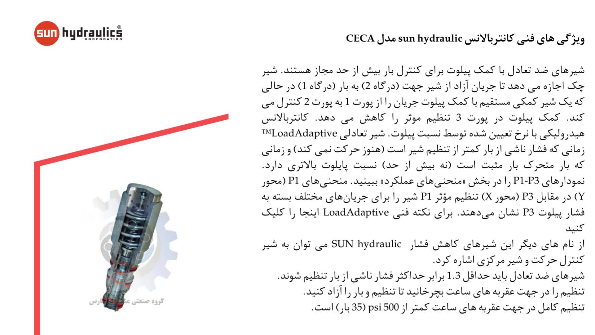 کانتربالانس sun hydraulic مدل CECA