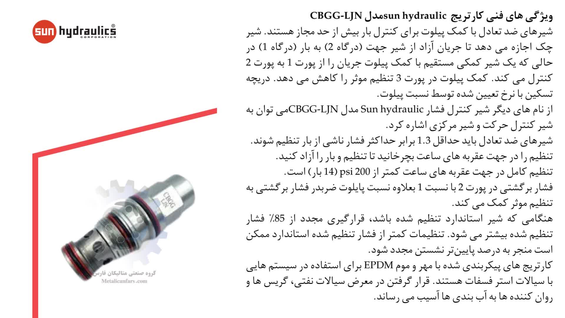 فشارشکن SUN HYDRAULIC مدل CBGG-LJN