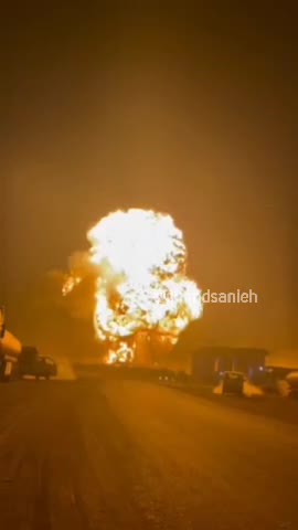    لحظه انفجار وحشتناک ۱۵ تانکر پر از سوخت در مرز پرویزخان، قصرشیرین