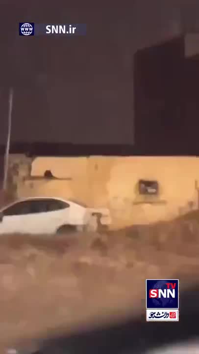   جاری شدن سیل پس از باران در شهر مدینه