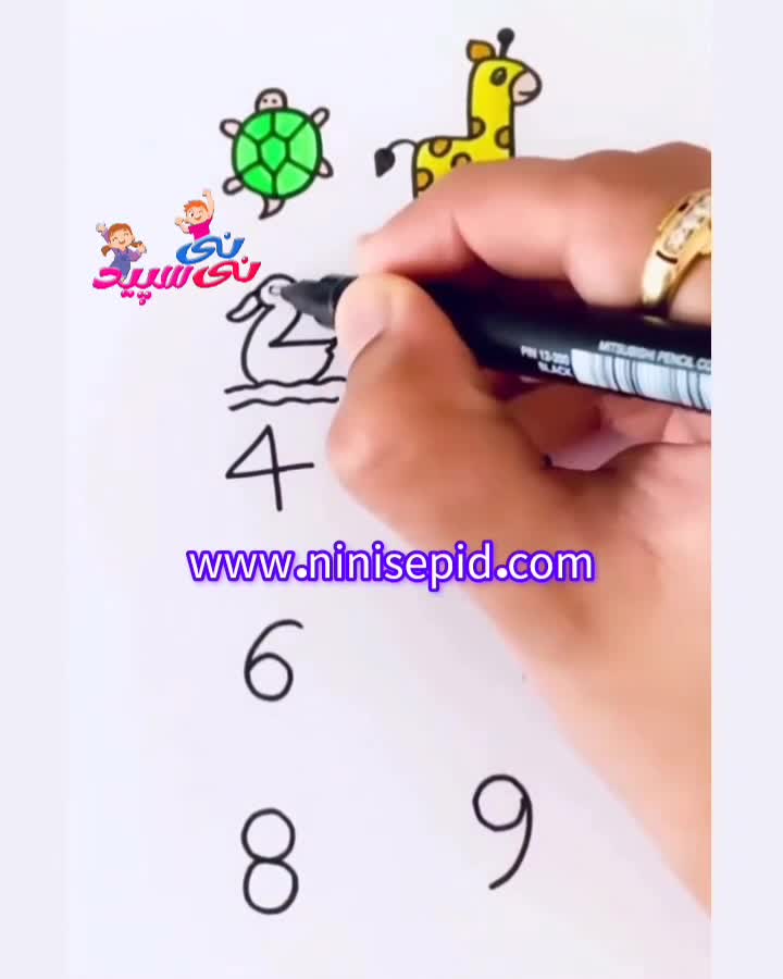 نقاشی حیوانات با اعداد لاتین