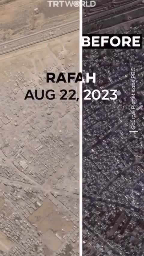   قابی تلخ از وضعیت رفح قبل و بعد از حمله اسرائیل