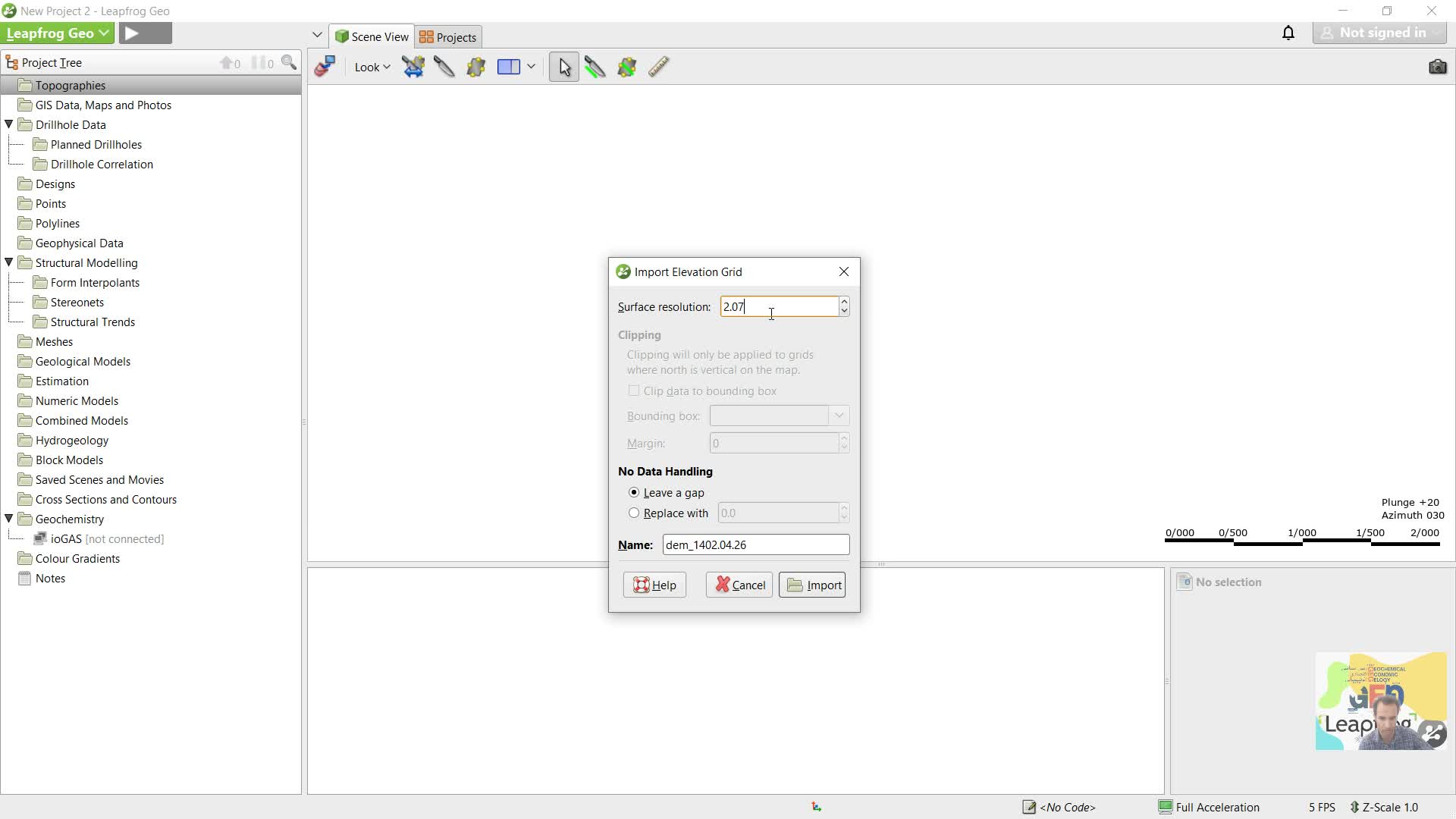 ویدئو ششم، آموزش بازکردن فایل توپوگرافی و تنظیمات مربوطه Leapfrog