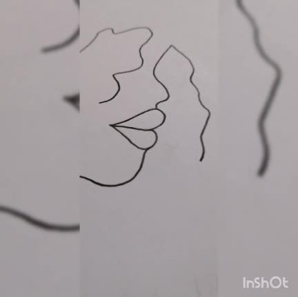 دختر مو فرفری نقاشی مینیمال