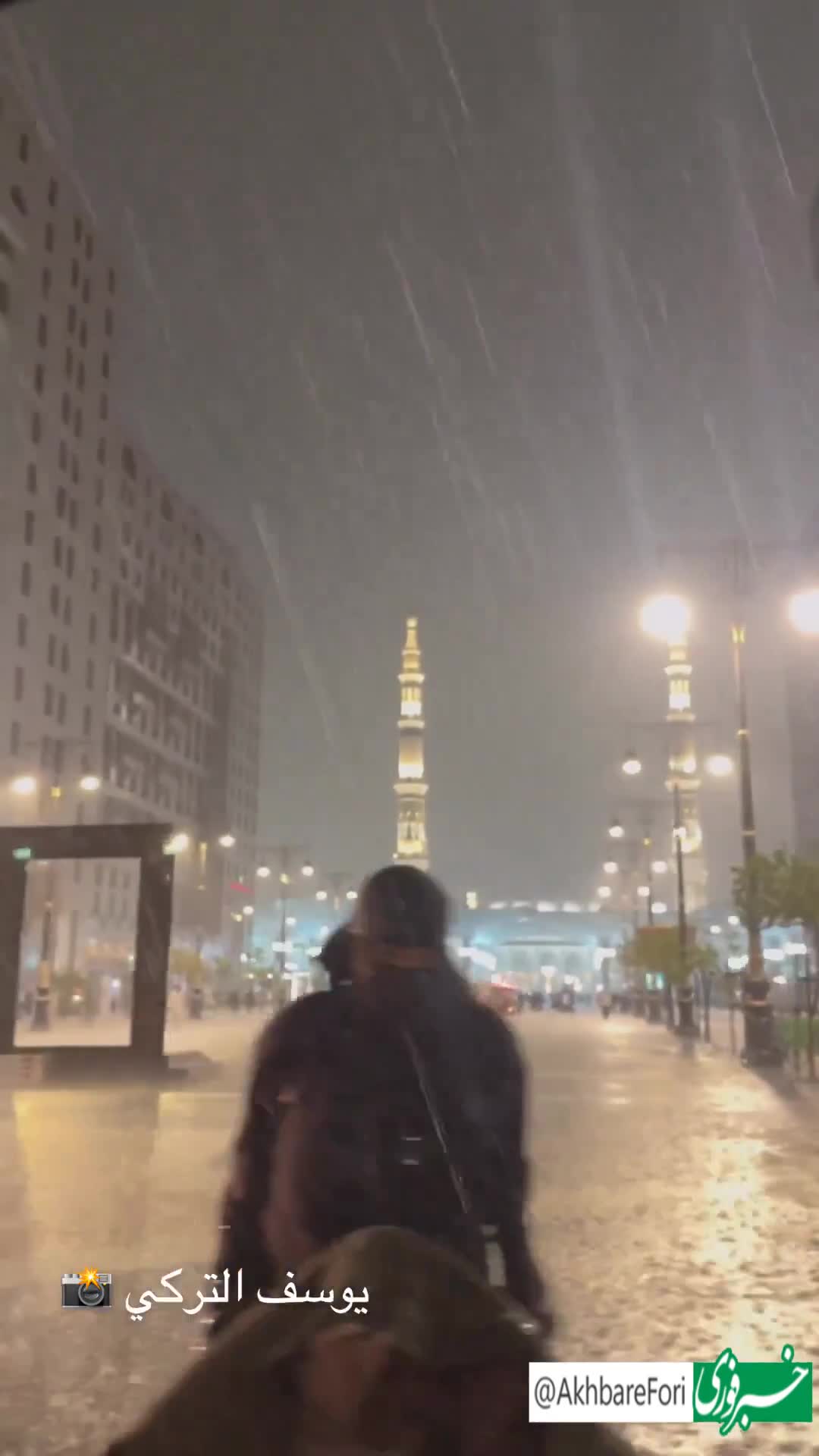   بارش زیبای باران در سحرگاه مدینه منوره