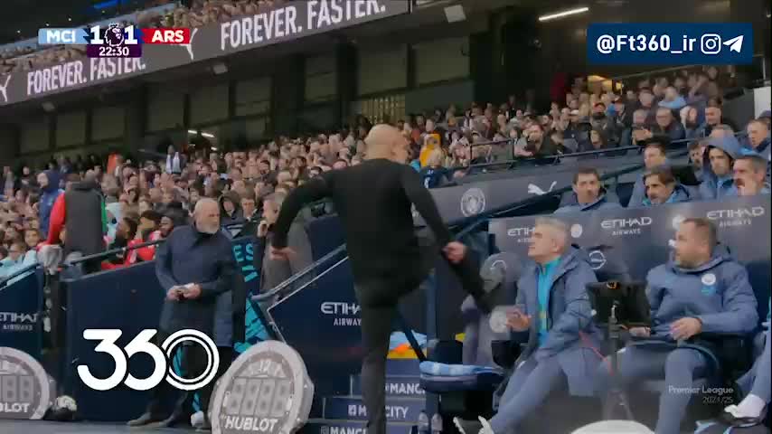   لگد محکم گواردیولا؛ عصبانیت از گل آرسنال!