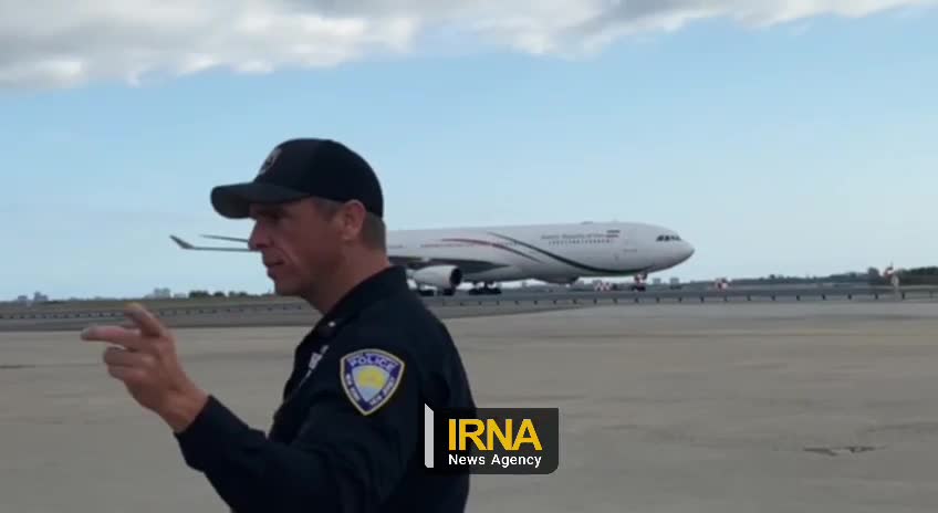   لحظه فرود هواپیمای حامل پزشکیان روی باند فرودگاه جان اف کندی نیویورک