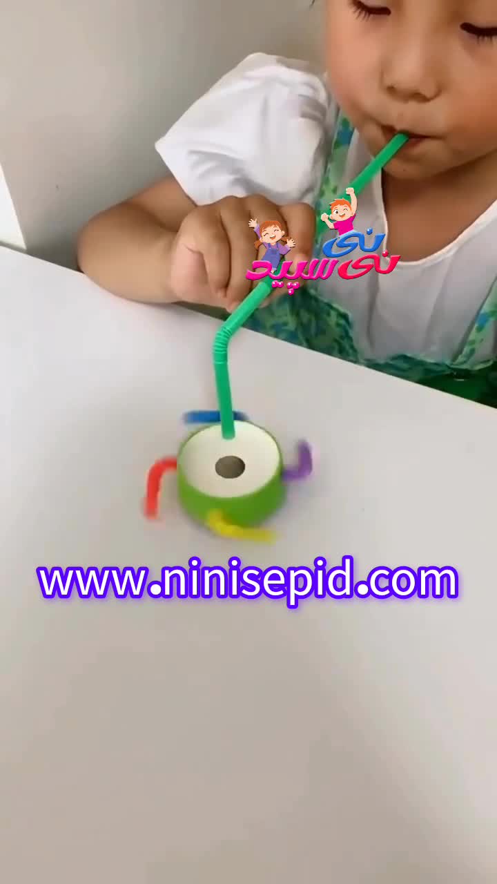 کاردستی فرفره با نی نوشیدنی