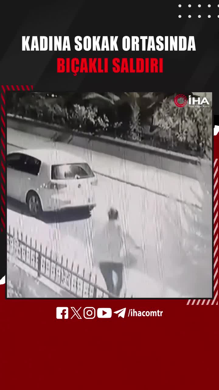   لحظه حمله وحشیانه یک مرد به زن بی‌دفاع با چاقو وسط خیابان مقابل دوربین‌های مداربسته!