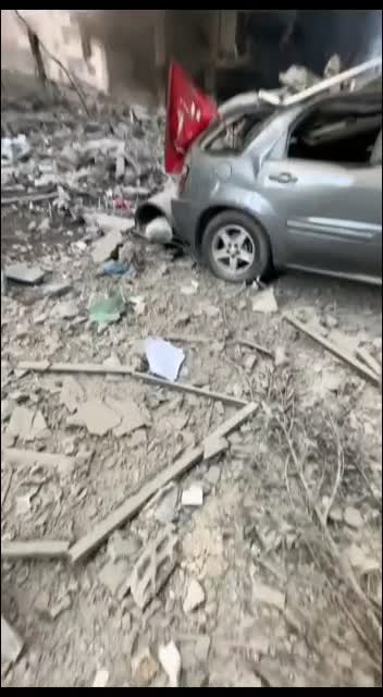   تصویری از ساختمان‌های بمباران شده در ضاحیه بیروت