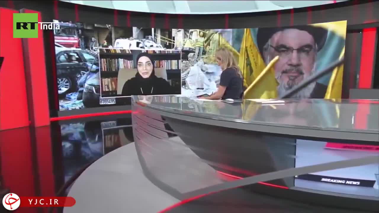   لحظه گریه کارشناس شبکه تلویزیونی راشاتودی هنگام شنیدن خبر شهادت سیدحسن نصرالله در پخش زنده