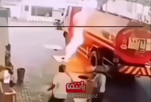   سرعت عمل بی‌نظیر چند کارگر برای جلوگیری از فاجعه و انفجار تریلی سوخت‌بر