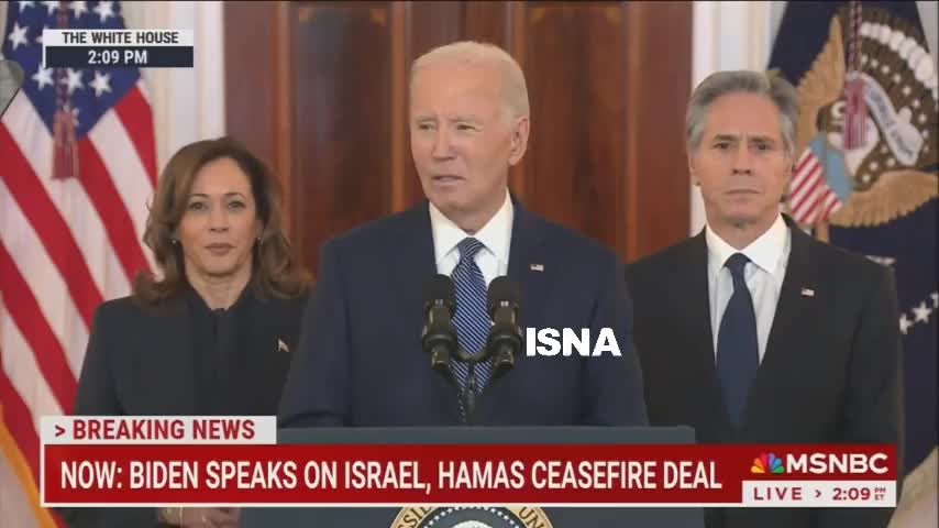   لحظه اعلام توافق آتش بس میان اسرائیل و حماس توسط بایدن
