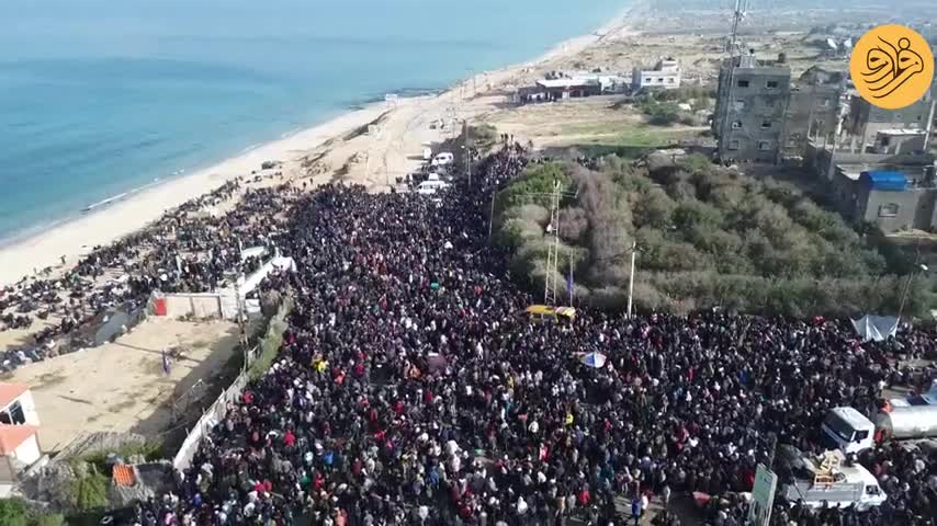 تصاویر هوایی از شهروندان غزه در انتظار بازگشت به خانه‌هایشان