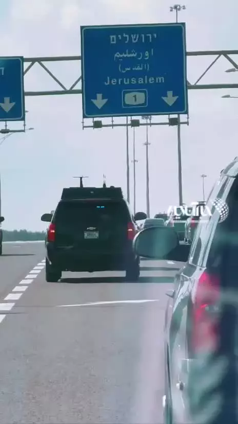   اسکورت دونالد ترامپ در خیابان‌های اسرائیل به سمت کنست