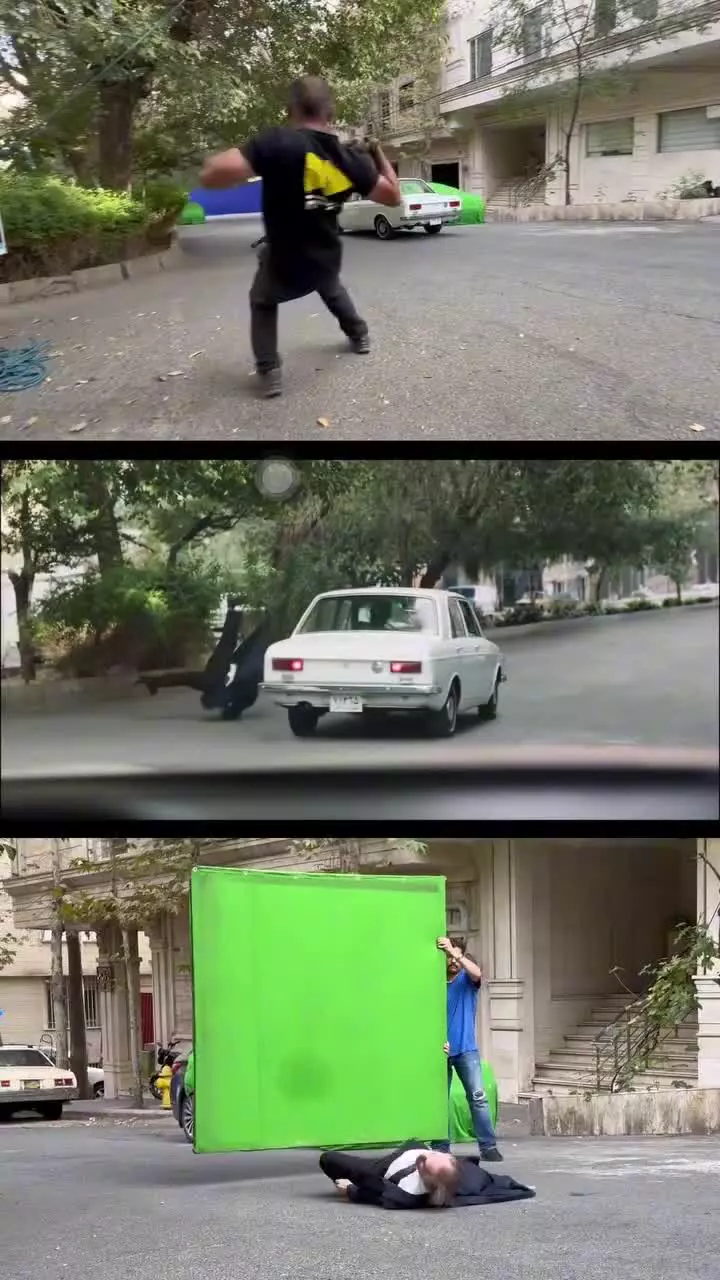   پشت صحنه جالب استفاده از جلوه‌های ویژه در سکانس تصادف یک سریال ایرانی