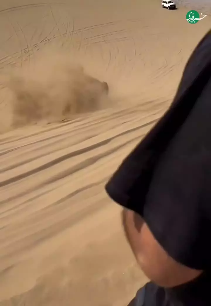   لحظه ترسناک چپ کردن خودروی آفرود در کویر مرنجاب