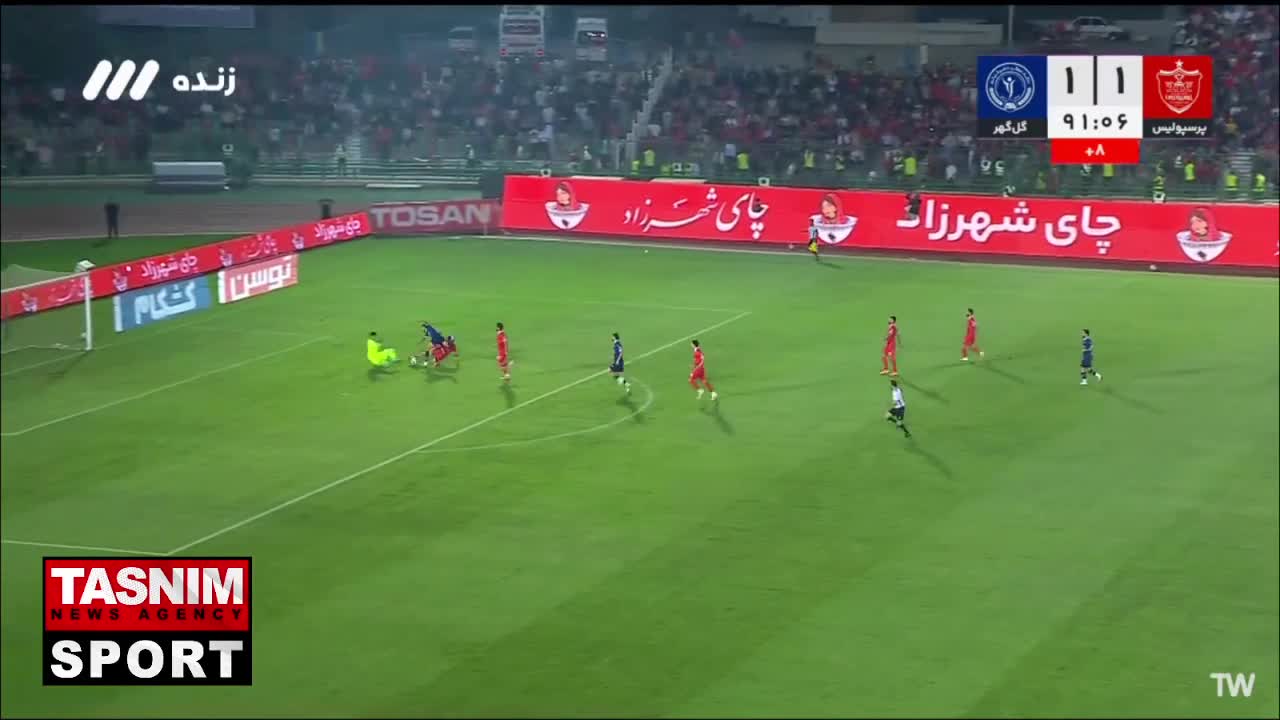   صحنه‌ای که بازیکنان گل‌گهر اعتقاد به خطای پنالتی داشتند