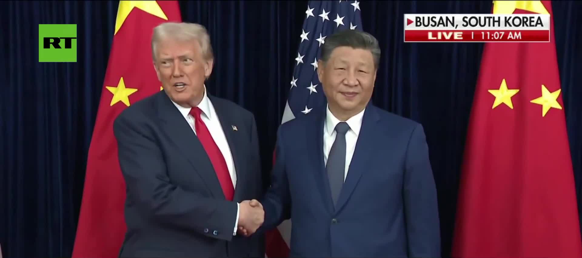   دیدار دونالد ترامپ و شی‌ جین‌پینگ روسای جمهور آمریکا و چین در بوسان کره جنوبی