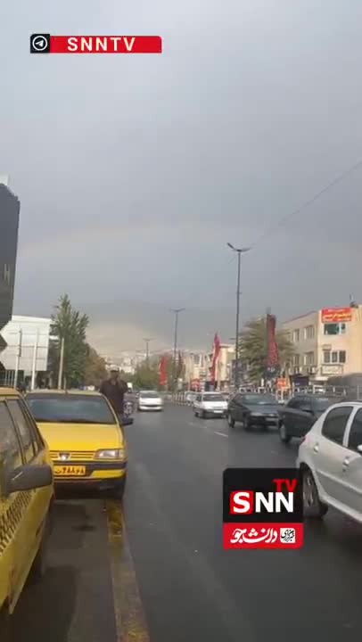   آسمان کرج پس از ماه‌ها رنگین کمان به خود دید