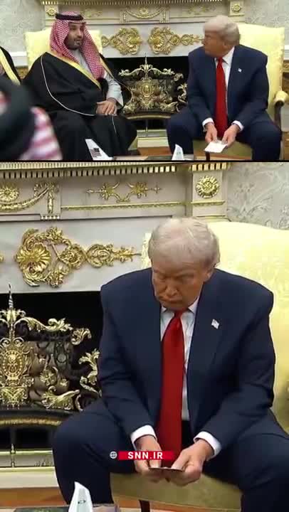   کاغذ مرموز معاون رئیس جمهور آمریکا به ترامپ حین حرف زدن بن سلمان!