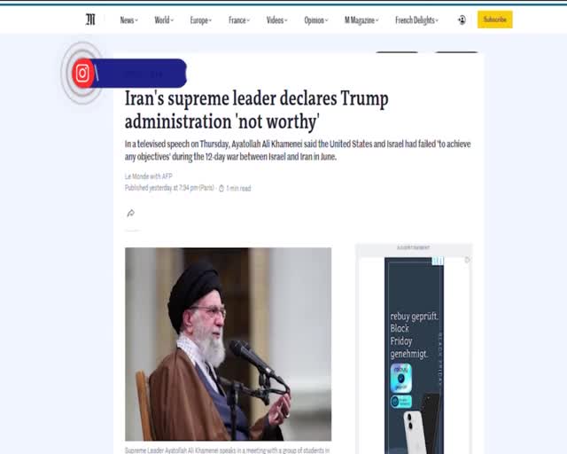   بازتاب گستردۀ سخنرانی تلویزیونی رهبر انقلاب در رسانه‌های جهان