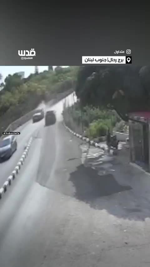   لحظه بمباران یک خودرو توسط جنگنده‌های اسرائیل در جنوب لبنان