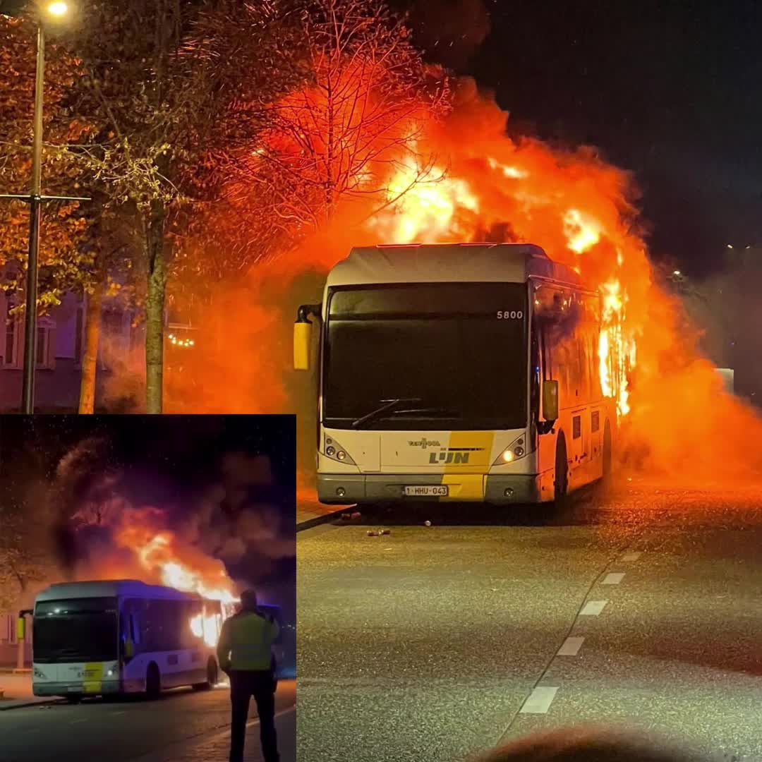   اتوبوس حامل هواداران بارسلونا در بلژیک آتش گرفت