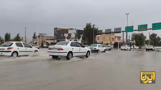   آب گرفتگی معابر شهر مهران در اثر بارش‌های اخیر